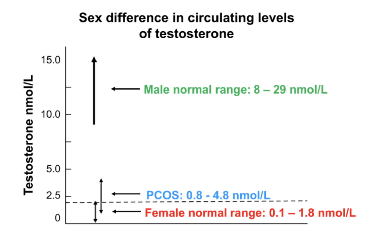 testosteron bei dsd, pcos, normalen frauen, mämmern