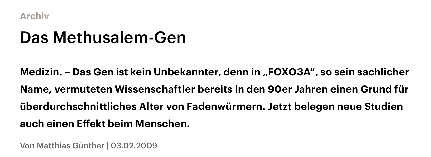 foxo3 methusalem gen foxo3 methusalem gen